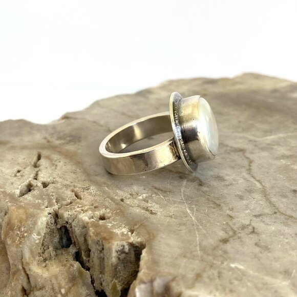 Sterling Silver 925 JLW Art Studio Jennifer Wagner Freshwater Pearl Ring Sz 7 - Picture 3 of 16
